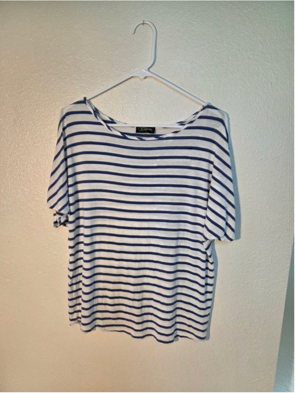 Colette Women’s Striped Dolman Sleeve Tee Nautical Navy White Size M W-217